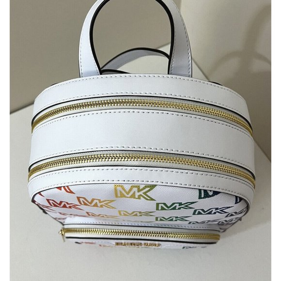 New Michael Kors Jaycee Medium Zip Pocket Backpack Pride Optic White Multi main image 5